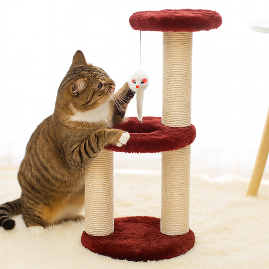 Tiragraffi in Sisal con Gioco Pendente per Gatti Attivi | SkyPaws Tower