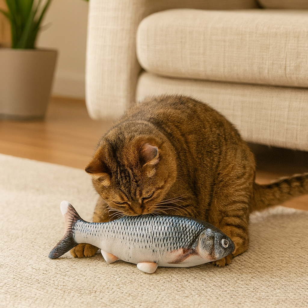 Pesce Interattivo Elettrico per Gatti Movimento Realistico & Ricaricabile USB | FloppyFish